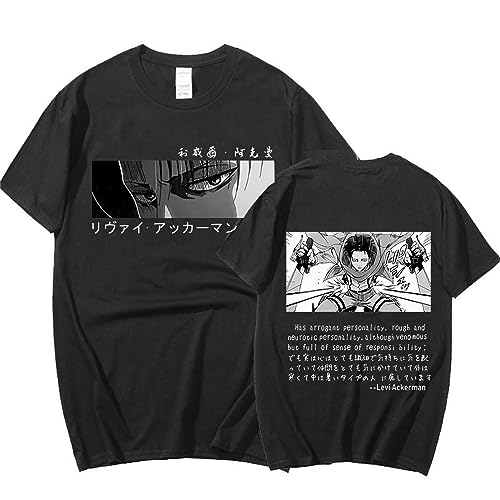 Sommer T-Shirts Attack on Titan T-Shirt Levi Ackerman Design AOT The Final Season Cartoon Anime Kurzarm (S,Color 1) von zhedu