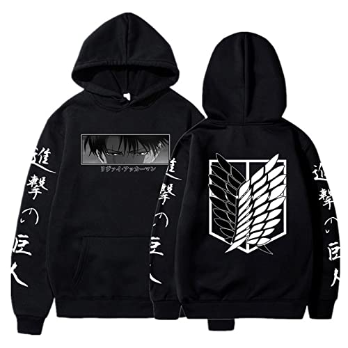 zhedu AOT Cartoon Graphic Hoodie Lustige Harajuku Sweatshirts Hip Hop Hipster Anime Levi Ackerman Pullover (S,Color 01) von zhedu