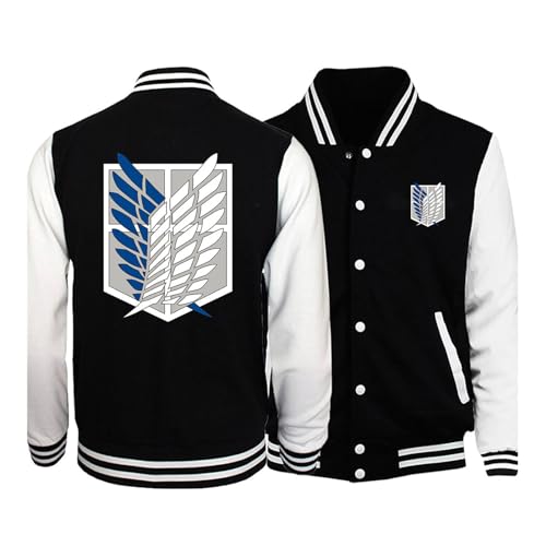 zhedu Anime AOT Baseball Uniform Jacke Männer Frauen Loose Fit Vielseitig Trendiges Design Übergroße Mäntel Student Paare Y2K Casual Lose Jacke (Color 01,S) von zhedu