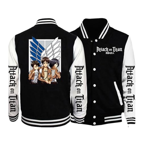 zhedu Anime AOT Baseball Uniform Jacke Männer Frauen Loose Fit Vielseitig Trendiges Design Übergroße Mäntel Student Paare Y2K Casual Lose Jacke (Color 02,XL) von zhedu