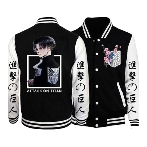 zhedu Anime AOT Baseball Uniform Jacke Männer Frauen Loose Fit Vielseitig Trendiges Design Übergroße Mäntel Student Paare Y2K Casual Lose Jacke (Color 04,L) von zhedu