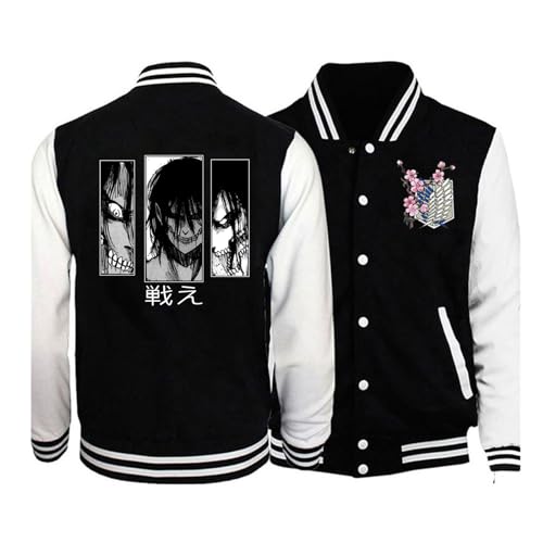 zhedu Anime AOT Baseball Uniform Jacke Männer Frauen Loose Fit Vielseitig Trendiges Design Übergroße Mäntel Student Paare Y2K Casual Lose Jacke (Color 03,4XL) von zhedu
