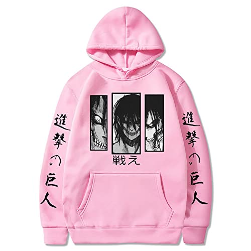 zhedu Anime AOT Hoodies Eren Jaeger Graphic Hoodie Manga Schwarz Langarm Kapuzen-Sweatshirt Oversized Unisex (L,Color 04) von zhedu