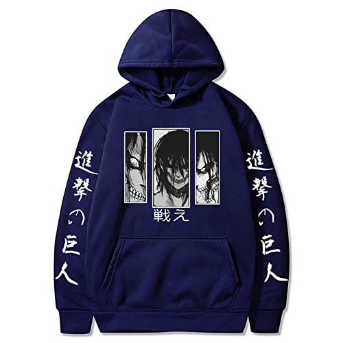 zhedu Anime AOT Hoodies Eren Jaeger Graphic Hoodie Manga Schwarz Langarm Kapuzen-Sweatshirt Oversized Unisex (M,Color 06) von zhedu