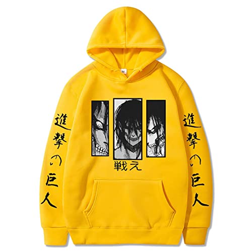 zhedu Anime AOT Hoodies Eren Jaeger Graphic Hoodie Manga Schwarz Langarm Kapuzen-Sweatshirt Oversized Unisex (M,Color 08) von zhedu