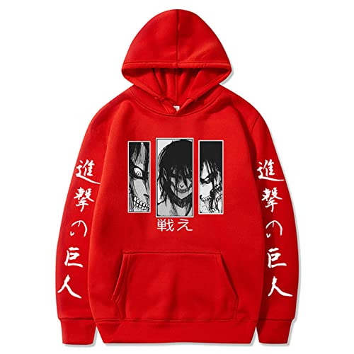 zhedu Anime AOT Hoodies Eren Jaeger Graphic Hoodie Manga Schwarz Langarm Kapuzen-Sweatshirt Oversized Unisex (S,Color 05) von zhedu
