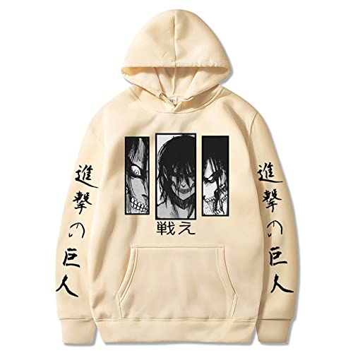 zhedu Anime AOT Hoodies Eren Jaeger Graphic Hoodie Manga Schwarz Langarm Kapuzen-Sweatshirt Oversized Unisex (XXL,Color 07) von zhedu