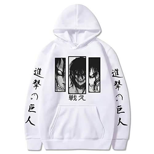 zhedu Anime Attack on Titan AOT Hoodies Eren Jaeger Graphic Hoodie Manga Schwarz Langarm Kapuzen-Sweatshirt Oversized Unisex (S,Color 02) von zhedu