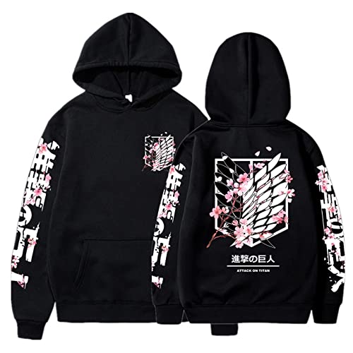 zhedu Anime AOT Hoodies Lose Lässige Pullover Tops Männer Frauen AOT Langarm Sweatshirts Y2K Streetwear (Color 01,4XL) von zhedu