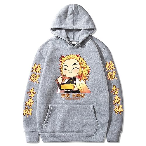 zhedu Anime Demon Slayer Hoodie Rengoku Kyoujuro Mit Kapuze Männer Frauen Übergroßen Lose Pullover Streetwear Tops Harajuku Trainingsanzug (Color 04,L) von zhedu