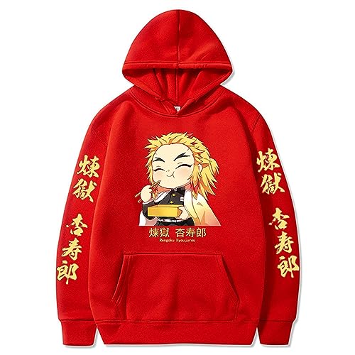 zhedu Anime Demon Slayer Hoodie Rengoku Kyoujuro Mit Kapuze Männer Frauen Übergroßen Lose Pullover Streetwear Tops Harajuku Trainingsanzug (Color 07,S) von zhedu