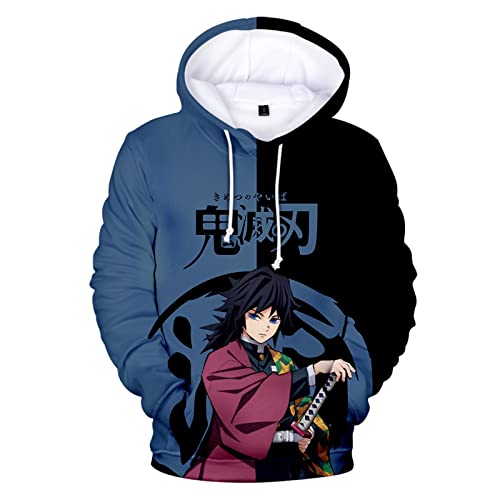 zhedu Anime Demon Slayer Kamado Nezuko 3D-Druck Hoodie Sweatshirts Männer Frauen Mode Lässige Pullover Harajuku Streetwear Hoodies (XXL,Tomioka Giyuu) von zhedu