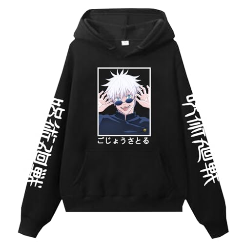 zhedu Anime Jujutsu Kaisen Männer/Frauen/Unisex Plus Größe Hoodie Herbst Winter Casual Pullover Gojo Satoru Print Pullover (Color 01,M) von zhedu