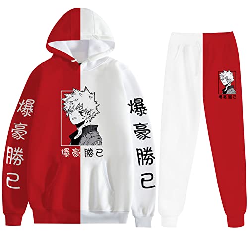 zhedu Anime Unisex My Hero Academia Hoodies Hosen Zweiteiler Sweatshirt Anzug Unisex Cosplay Trainingsanzug Outfits (XXS-4XL) (L,color 02) von zhedu