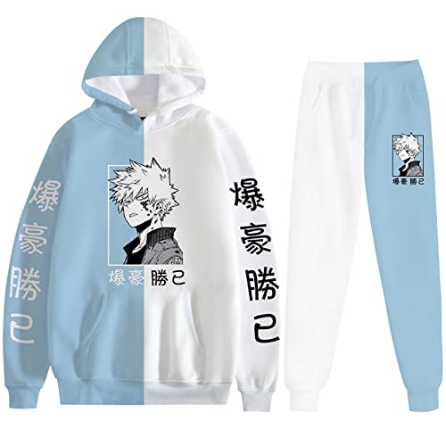 zhedu Anime Unisex My Hero Academia Hoodies Hosen Zweiteiler Sweatshirt Anzug Unisex Cosplay Trainingsanzug Outfits (XXS-4XL) (M,color 03) von zhedu