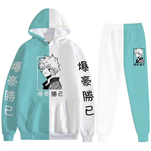 zhedu Anime Unisex My Hero Academia Hoodies Hosen Zweiteiler Sweatshirt Anzug Unisex Cosplay Trainingsanzug Outfits (XXS-4XL) (S,color 04) von zhedu