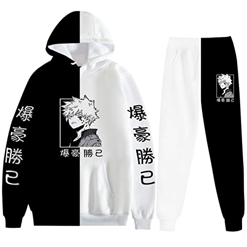 zhedu Anime Unisex My Hero Academia Hoodies Hosen Zweiteiler Sweatshirt Anzug Unisex Cosplay Trainingsanzug Outfits (XXS-4XL) (XS,color 01) von zhedu