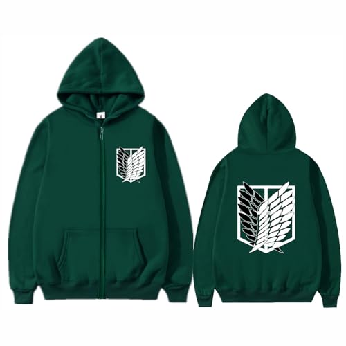 zhedu AOT Casual Outdoor Anime Reißverschluss Hoodie Mode Beliebte Langarmjacke Japanische Harajuku Y2k Streetwear (Color 01,XS) von zhedu
