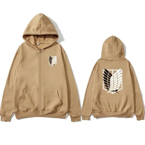 zhedu AOT Casual Outdoor Anime Reißverschluss Hoodie Mode Beliebte Langarmjacke Japanische Harajuku Y2k Streetwear (Color 02,L) von zhedu