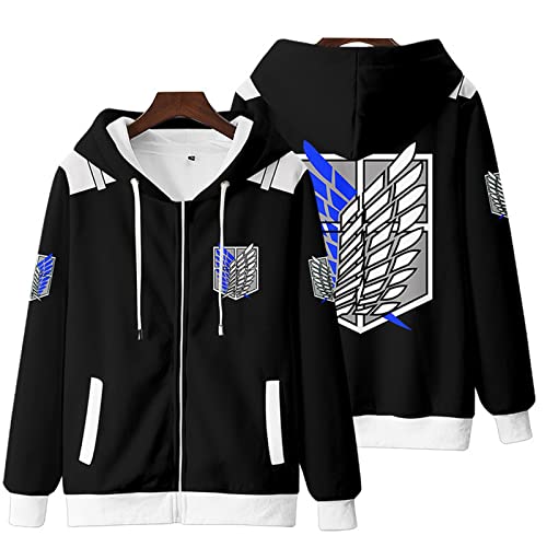 zhedu Attack on Titan Herren Hoodie Harajuku Anime Sweatshirt Mode Reißverschluss Langarm Shingeki No Kyojin Streetwear Unisex (4XL,Color 5) von zhedu