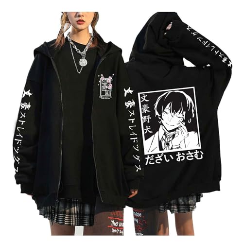 zhedu Bungou Stray Dogs Plus Size Zip Up Pullover Japan Anime Manga Hoodies Unisex Teenager Harajuku Drop Shoulder Lässige Hip Hop Streetwear (Color 06,M) von zhedu