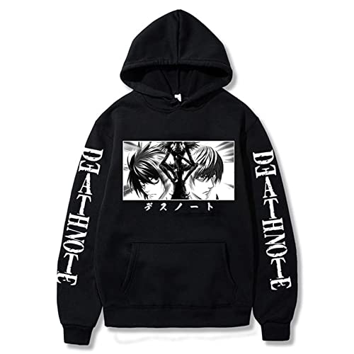 zhedu Death Note Anime Bedruckter Hoodie Lässiges Langarm-Sweatshirt Harajuku Streetwear Kapuzenpullover Tops (3XL,Color 01) von zhedu