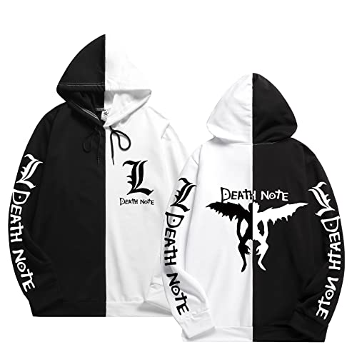 zhedu Death Note Hoodie Japanischer Anime Männer/Frauen Streetwear Pullover Harajuku Grafik Patchwork Dünne Sweatshirts Hoody (2xs-4xl) (XXS,Color 01) von zhedu