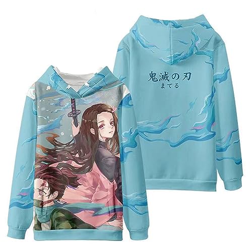 zhedu Demon Slayer Anime Hoodie 3D-Druck Streetwear Süße Jungen Mädchen Harajuku O-Ausschnitt Lose Pullover Sweatshirts (M,Color 05) von zhedu