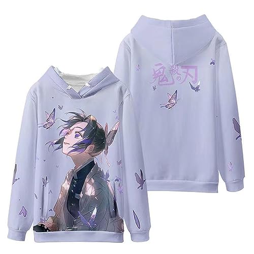 zhedu Demon Slayer Anime Hoodie 3D-Druck Streetwear Süße Jungen Mädchen Harajuku O-Ausschnitt Lose Pullover Sweatshirts (XS,Color 04) von zhedu