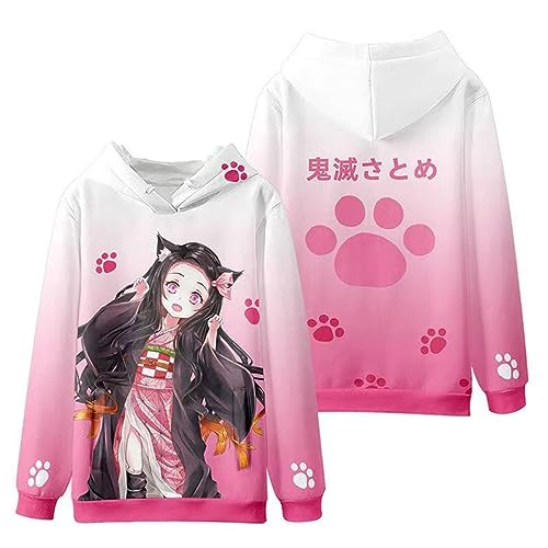 zhedu Demon Slayer Anime Hoodie 3D-Druck Streetwear Süße Jungen Mädchen Harajuku O-Ausschnitt Lose Pullover Sweatshirts (XXS,Color 01) von zhedu