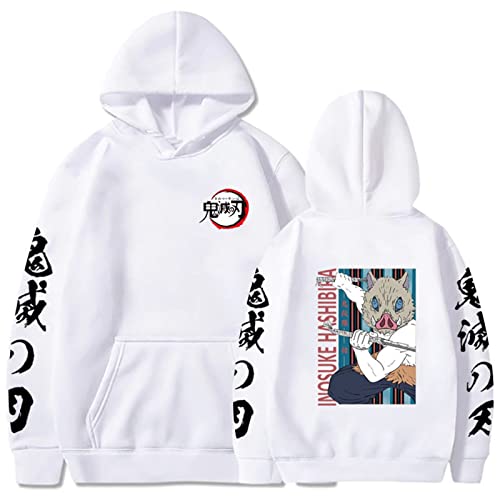 zhedu Demon Slayer Anime Hoodie Inosuke Hashibira Print Lässige Sweatshirts Mann Paar Cosplay Hoodies Sportswear Pullover Manga (S,Color 02) von zhedu