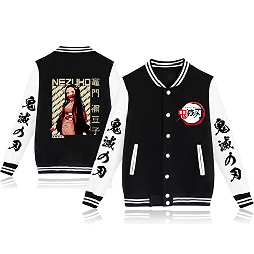zhedu Kamado Tanjirou Lässige Baseball Uniform Unisex Harajuku Gothic Button Cardigan Herbst- Und Wintermantel Übergroße Langarmjacke (color 03,S) von zhedu
