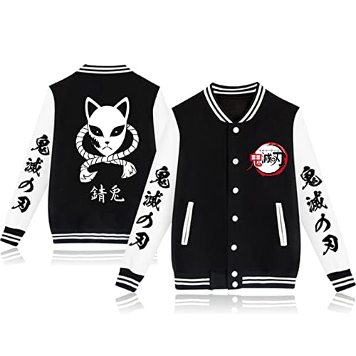 zhedu Demon Slayer Lässige Baseball Uniform Unisex Harajuku Gothic Button Cardigan Herbst- Und Wintermantel Übergroße Langarmjacke (color 06,XXS) von zhedu