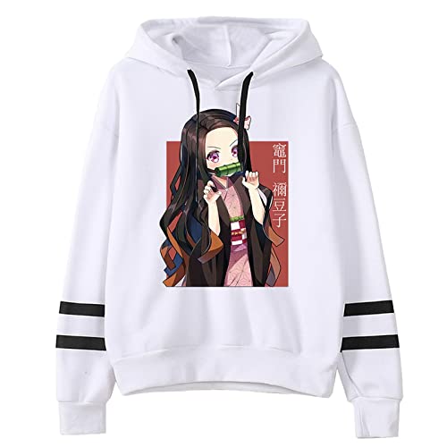 zhedu Japan Anime Demon Slayer Hip Hop Nezuko Kamado Hoodie Sweatshirt Lustige Streetwear Fashion Striped Hooded (M,Color 02) von zhedu