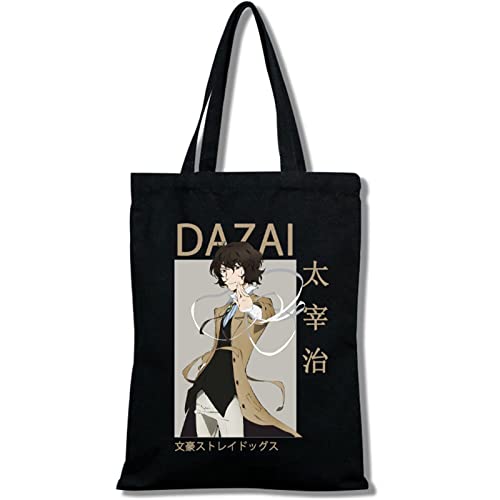 zhedu Japanische Anime Bungo Stray Dogs Print Tasche Handtasche Charaktere Einkaufstaschen Harajuku Totes Tasche Canvas Umhängetaschen Geschenk (Color 02) von zhedu