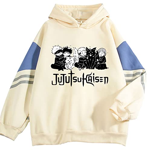 zhedu Jujutsu Kaisen Hoodie Männer/Frauen Mode Sweatshirts Gojo Satoru Druck Übergroßen Streetwear Casual Pullover Harajuku Mantel (L,Color 1) von zhedu