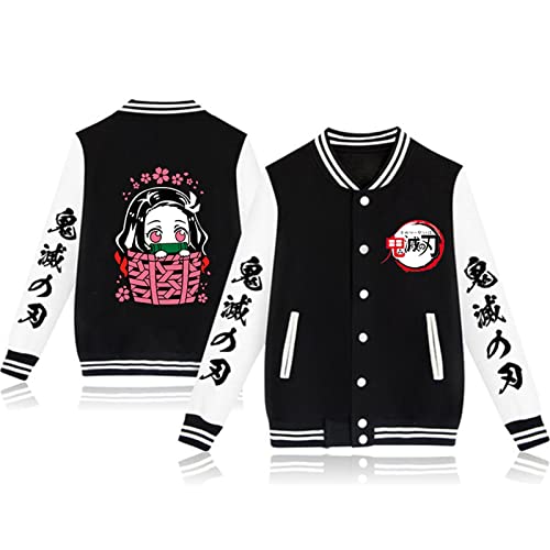 zhedu Kamado Tanjirou Lässige Baseball Uniform Unisex Harajuku Gothic Button Cardigan Herbst- Und Wintermantel Übergroße Langarmjacke (color 05,M) von zhedu