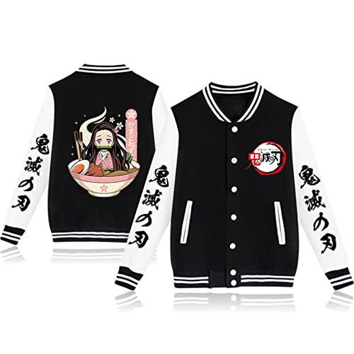 zhedu Kamado Tanjirou Lässige Baseball Uniform Unisex Harajuku Gothic Button Cardigan Herbst- Und Wintermantel Übergroße Langarmjacke (color 07,S) von zhedu
