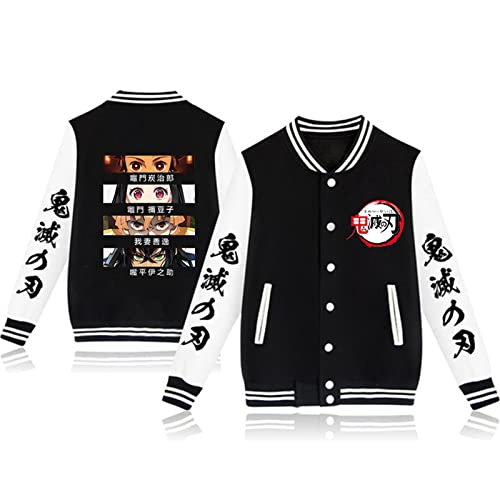 zhedu Kamado Tanjirou Lässige Baseball Uniform Unisex Harajuku Gothic Button Cardigan Herbst- Und Wintermantel Übergroße Langarmjacke (color 08,S) von zhedu