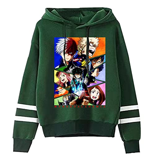 zhedu My Hero Academia Anime Bedruckte Hoodies Neutraler Stil Bedrucktes Pullover-Sweatshirt Gestreiftes Kapuzen-Sweatshirt Pullover Winterkleidung (XXS,Color 04) von zhedu