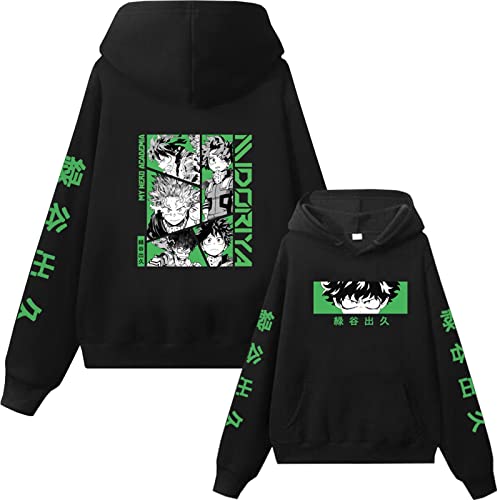 zhedu My Hero Academia Hoodies Hip Hop Pullover Streetwear Deku Lustige Harajuku Anime Grafik Teenager Cosplay Lässige Übergröße Tops Rundhals Manga Sweatwear (Color 01,S) von zhedu