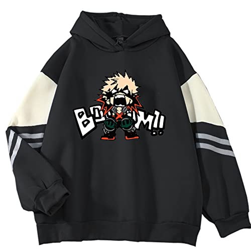 zhedu My Hero Academia Katsuki Bakugo Hoodie Japanischer Stil Anime Sweatshirt Unisex Lustiger Harajuku Lässiger Pullover Herren Damen (XL,Color 1) von zhedu