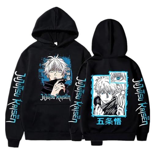 zhedu Neue Lustige Anime Jujutsu Kaisen Hoodie Gojo Satoru Sweatshirts Herbst Winter Plus Größe Casual Mode Unisex Mit Kapuze (Color 01,M) von zhedu