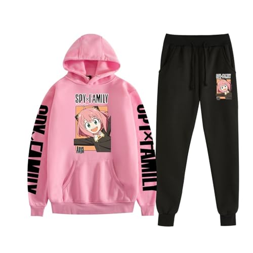 zhedu SPY X FAMILY Cartoon Pullover Hoodie + Hosenanzug Frühling Herbst 2D Gedruckt Trendiges Sweatshirt Set Teenager College Stil Casual Streetwear Paar Hoodie (color 06,XL) von zhedu