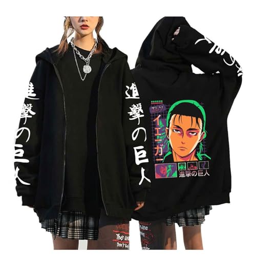 zhedu Zip Up Hoodie AOT Zipper Langarm Hoodie Damen Herren AOT Grafik Übergroß Casual Y2K Streetwear (Color 07,M) von zhedu