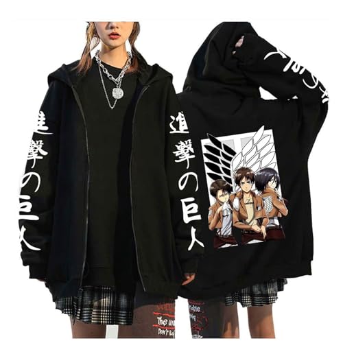 zhedu Zip Up Hoodie AOT Zipper Langarm Hoodie Damen Herren AOT Grafik Übergroß Casual Y2K Streetwear (Color 01,S) von zhedu