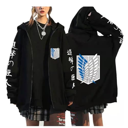 zhedu Zip Up Hoodie Attack on Titan Zipper Langarm Hoodie Damen Herren AOT Grafik Übergroß Casual Y2K Streetwear (Color 05,3XL) von zhedu