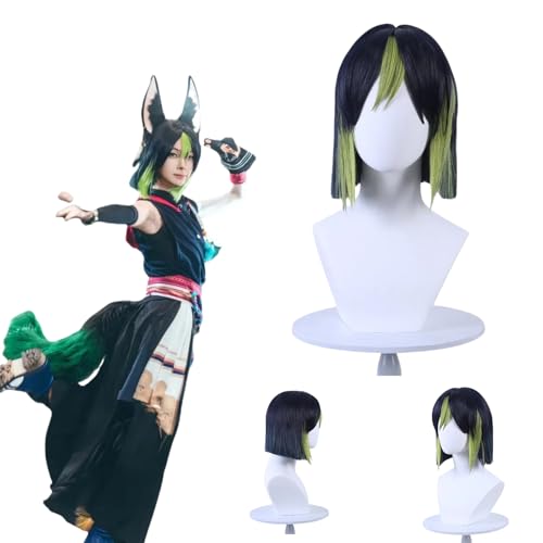 Anime Genshin Impact Tighnari Cosplay Perücke für alle Charaktere Halloween Karneval Party für Frauen Mädchen und Jungen(Kurz) von zhengzhouyuetu