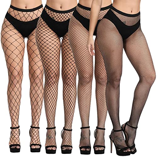 4 Paar Damen Netzstrumpfhose Netzstrümpfe Schwarz Fischnetz Strumpfhose Fishnet Stockings Sexy Damen Strümpfe Fischnetz Damen Strümpfe Damen Sexy, Einheitsgröße, Schwarz(4 Arten von Gittern)Halloween von zhibeisai