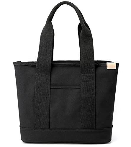 zhongningyifeng Canvas Damen Tragetasche Casual Top Griff Satchel Große Kapazität Handtaschen Einkaufstasche für Arbeit Reisen, Schwarz von zhongningyifeng